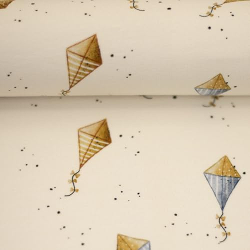 Jersey Stoff Baumwolljersey HELLO AUTUMN | by Sabine Marschall | 3 Desings | Ökotex | ab 50x150cm | Meterware (Drachen, naturweiß)