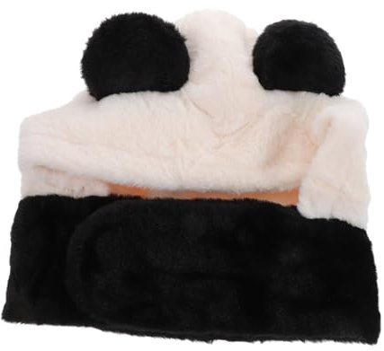 Veemoon Schwarze Weiße Panda Mütze Mit Warmem Ohrenschutz Und Modischem Kreuzschal Flauschige Kuschelhut Damen Beanie Für Halloween Party Kostüm Und Kalte Wintertage