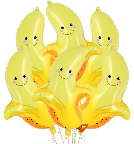 Bananen Luftballons 6 Stück Banane Obst Form Folienballons Gelbe Banane Früchte Ballons für Bananen Thema Party, Sommer Obst Kinder Geburtstag Dekoration