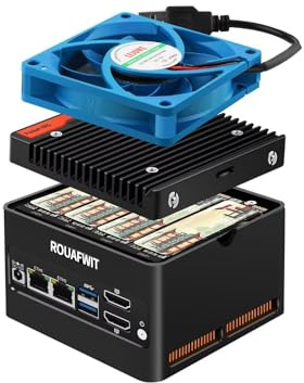 ROUAFWIT Mini PC X86-P6 N150 (Upgraded N100), Pocket Nas 4 Bay with DDR5 Max 48G Micro Computer, 2X i226V 2.5Gbe Firewall, 2 x USB 3.2 10Gbps Port, 32G RAM 1TB SSD