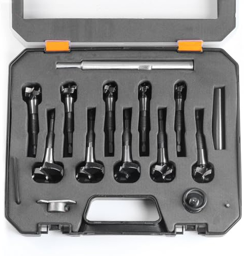 10PCS Hex Shank Adjustable Forstner Drill Bit Set, 15mm-35mm Carbide Tipped Hole Saw Milling Cutter Hole Opener, Woodworking Hinge Cutter Tools for Wood Plywood Hard Wood MDF