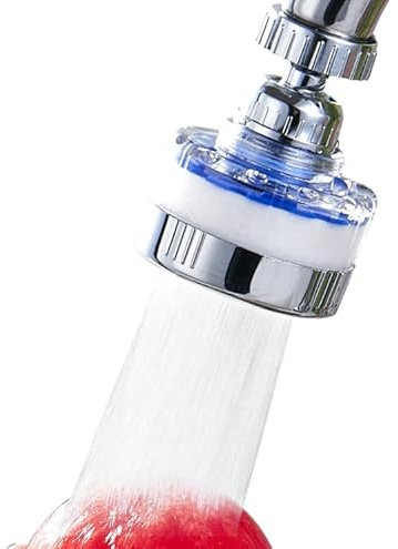 Zuxbolf Filtre Eau Robinet à 360°, Filtre Robinet Anti Calcaire Universel avec 8 Eléments Filtrants en Coton PP, 2 Adaptateur et Ruban Téflon pour Maison, Cuisine, Salle de Bain, L'Évier