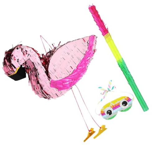 HOODANCOS 1 Satz Flamingo Piñata für Rosa Piñata mit Stock und Augenmaske für Tropische Luau Geburtstagsfeier Lustige Partydekorationen