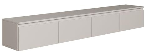 Selsey Hängeboard Bemmi 28,4x200x31,8 cm, Minimalistisches TV Lowboard, Greige, Hochwertige Spanplatte mit ABS-Kanten, Zwei Klappenfächer,Melaminbeschichtet, Ideal fürs Wohnzimmer