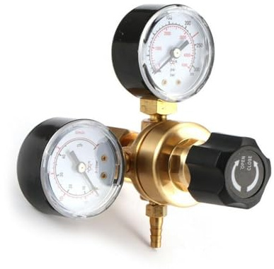 CO2 Druckminderer, Argon CO2 Schweißen Twin Gauge Gas Flasche Druckregler Minderer Hohe Genauigkeit Werkzeug Zubehör Mini Mig Tig Langlebiges Zuhause