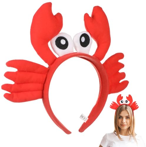 CLISPEED Serre-tête en peluche de crabe avec de grands yeux - Accessoire décoratif amusant pour adultes et enfants - Rouge