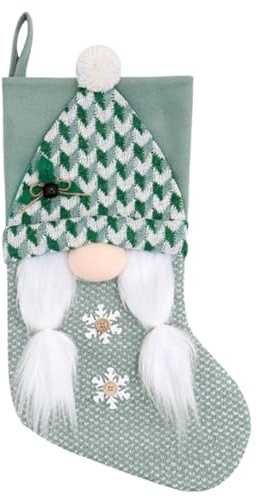 Generisch Grün Nikolausstrumpf Groß, 46cm Wichtel Weihnachtsstrumpf, Weihnachtssocken Zum Befüllen, Hängende Wichtel Nikolaus Socken Für Kamin, Party, Baum Weihnachtsdeko