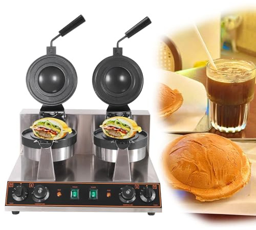 ZHDANB Máquina UFO Hamburguesas eléctrica 50℃~300℃ Prensa de Hamburguesas Comercial Disquera Pan Cubano Industrial Máquina para paninis para restaurantes/Camiones de Comida doubleheadrotating