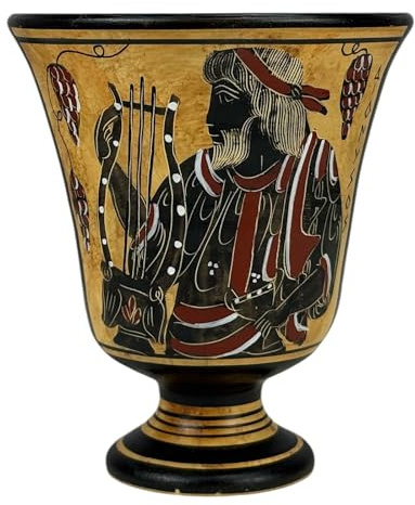 Pitágoras - Taza de Justicia Greedy/Tantalus - Cerámica griega - Hecho a mano y pintado a mano en Grecia, regalo de ciencia y mitología griega antigua