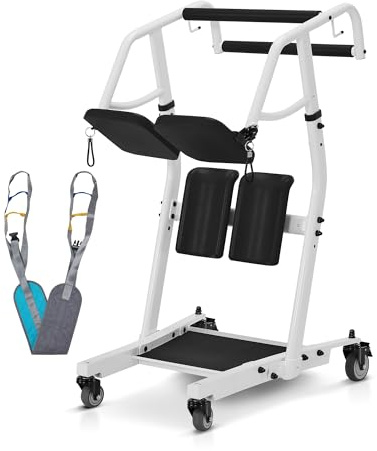MCombo Patient Lift Transfer Chair for Elderly, Mobility Transfer Chair with Transfer Belt, Standing Aids, Patient Transport, Stand Assist,180KG Capacity STA446 (Blue)