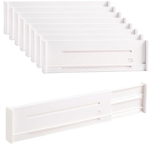 JININOSEU 8 Stück Schubladentrenner, Schubladentrenner Verstellbar(27-45cm), Kunststoff Schubladen Trenner für Kleiderschrank, Schlafzimmer, Küche, Kommode, Badezimmer