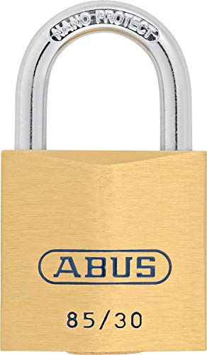 ABUS ABUS Security Level 5 - Lucchetto in ottone 85/30, per porte di cantine, capannoni e molto altro ancora, resistente alle intemperie, corpo in ottone, arco in acciaio temprato