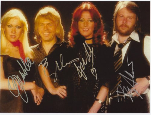 Abba Foto Autogramm auf glänzendem Fotopapier, 20 x 25 cm