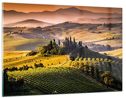 Decoracion Salon Agricultura granja toscana viña Vidrios decorativos 120x80cm Cuadro Sobre Vidrio Moderno Cuadros Pared Impresiones Impresión en Cristal Wall Art Prints Grande XXL GAA120x80-2465