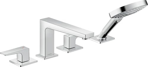 hansgrohe Wannenarmatur Metropol, Mischbatterie mit Antikalk-Funktion, für 2 Funktionen, Chrom