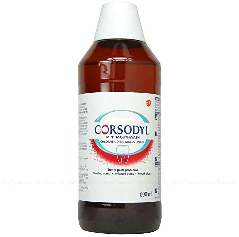 Corsodyl Mint Flavour Mouthwash, Specially Designed Benefits for Stop and Prevent Bleeding Gums, Irritated Gums, Mouth Ulcers, 600ml