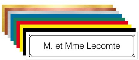 Adzif.biz Le sticker de decoration, Plaque Gravée Pour Boîte Aux Lettres à PersonnaliserAvec Votre Nom et Prénom, Dimensions 10 x 2,5 cm (100 x 25 mm), Coloris Blanc Avec Écriture Noir