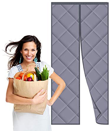 Flei Magnete für fliegengitter 80x210cm, Fliegengittervorhangs, Magnetische Adsorption, Auto Schließen Winddicht Geräuschisolierung Wasserdicht, für Türen/Patio - Grau