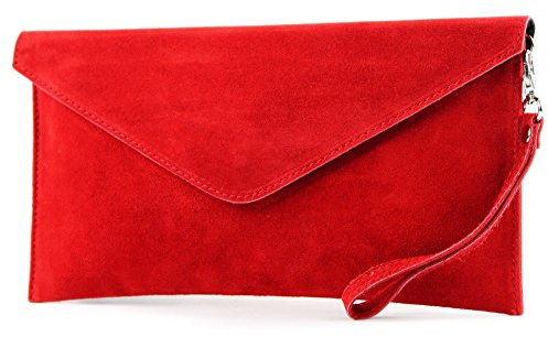 modamoda de T106 Damen Wildleder Rauleder Clutch Umhängetasche, handmade in Italy