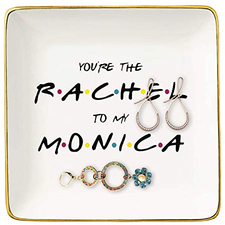 The One Where Friends – You are The Rachel to My Monica – Soporte de cerámica para joyas, bandeja para anillos y baratijas – Regalo de amistad a larga distancia para ella, regalo de cumpleaños de