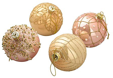 Klocke Dekorationsbedarf Hochwertige Weihnachtskugeln im Set - Christbaumkugeln/Weihnachtskugeln/Baumkugeln - Baumschmuck Weihnachten (Gold & Rosa Mix, Ø 8 cm - 12 Stück)