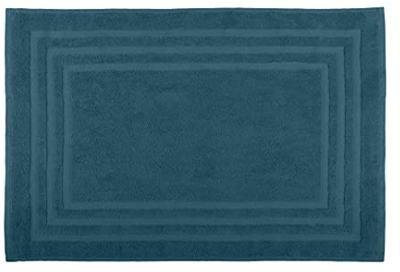 Stof - Tapis de Bain - Taille 45x70 cm - 100% Coton Bio - Couleur Petrole - Modèle Lagune - Linge pour la Maison - Doux et Confortable - Idéal pour la Salle de Bain