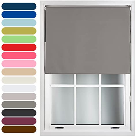 FURNISHED Roller Blinds Thermal Blackout Roller Blind - Trimmable Insulated UV Protection Child Safe Easy Fit Home Office Window Blinds, Dark Grey, 85W x 165H cm