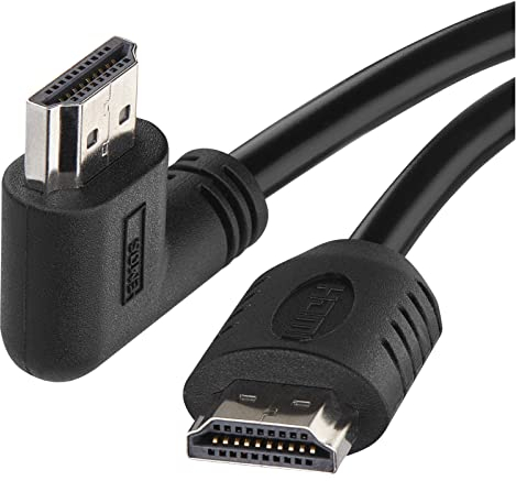 EMOS High Speed HDMI 2.0 Kabel mit Ethernet 1,5 m, 18 Gbit/s Hochgeschwindigkeitskabel mit Ultra HD, 4K, 3D, ARC Unterstützung, 90° Winkelstecker auf A-Stecker schwarz
