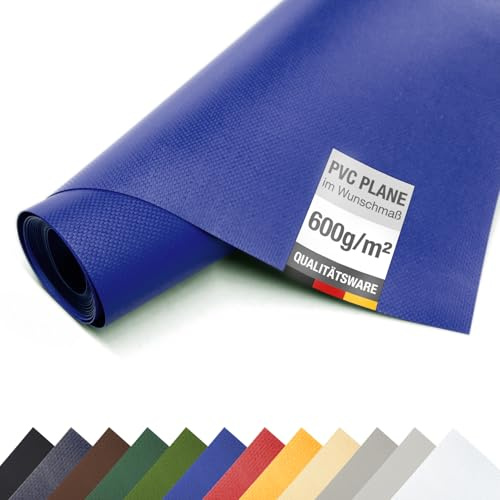 ANKO PLANEN Lona para camión de PVC 600 g/m² por Metros – Lona Industrial Pesada de Cobertura con Tejido Reforzado, Acabado Mate (Azul, 3,2 m x 1 m)