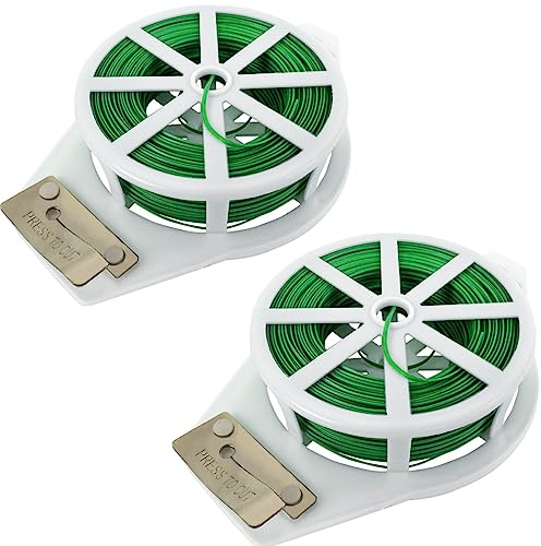 YAVO-EU Gartendraht 200M Bindedraht Pflanzendraht mit Abschneidevorrichtung Blumendraht Grün Pflanzen Bindedraht Kunststoffummantelter Draht in grün für Pflanzenstütze