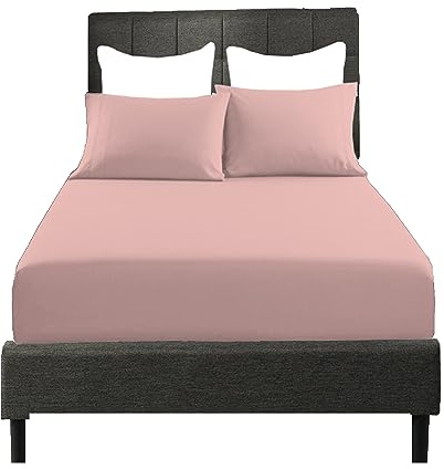 British Home Bedding Fitted Sheet - Single Fitted Sheet Pink Super Soft Microfibre Fabric, Easy Care Shrinkage and Fade Resistant Bed Sheet (Single, Pink)