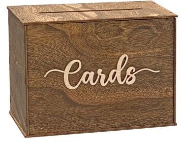 Cregugua Rustic Wooden Card box 12x9x7 Inch Gift Card Box for Wedding Birthday Baby Shower Graduation Party