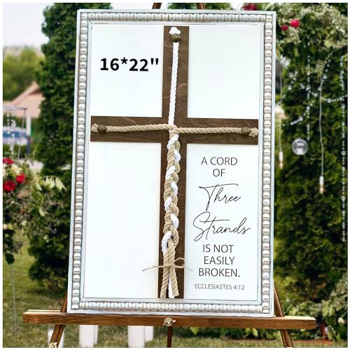 Drei Stränge Schnur Hochzeit Einheit Zeichen, Kreuz zum Flechten oder Binden Gottes Knoten – Eine Schnur von drei Strängen ist nicht leicht zu brechen – Handfasting Cord, 40,6 × 55,9 cm Einheit weißes