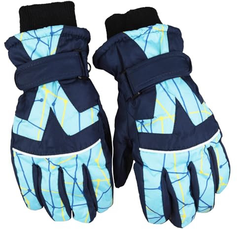 Skihandschuhe für Kinder, Skihandschuhe für Kinder, wasserdicht, für kaltes Wetter, warme Winterhandschuhe für Jungen Mädchen 9 bis 14 Jahre (blau)