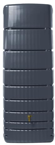 4rain Slim Regentonne 650 Liter Graphite Grey - Wandtank, Wassertank, Fass, Regenfass, Regenwassertonne, Regenwassertank, Wasserbehälter, Wassertonne, Wasserfass, Wassertonnen für Garten