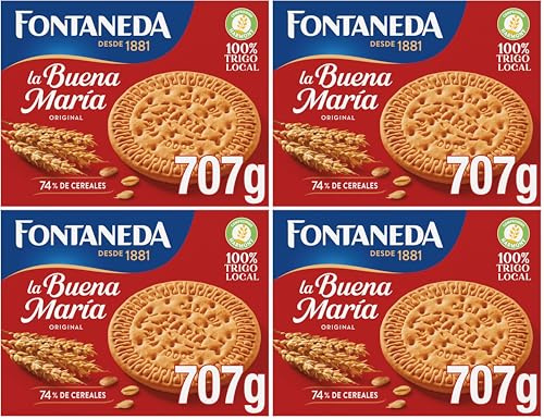 Fontaneda La Buena María Original Galletas María Desayuno Caja Galletas 800g (Paquete de 4)