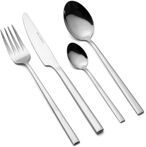 FLORINA Set di Posate in Acciaio Inox I 24 Pezzi per 6 Persone I Posate da Tavola di Servizio ASTORIA I Set Completo di Forchette, Coltelli, Cucchiai da Tavola, Cucchiai da Tè I Argento