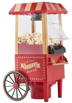Namvo Machine à Pop-Corn électrique, Pop-Corn Frais Fait Maison en Moins de 3 Minutes, utilise de l'air Chaud, Couvercle Amovible, fêtes, soirées cinéma, fêtes d'anniversaire préférées (Rouge)