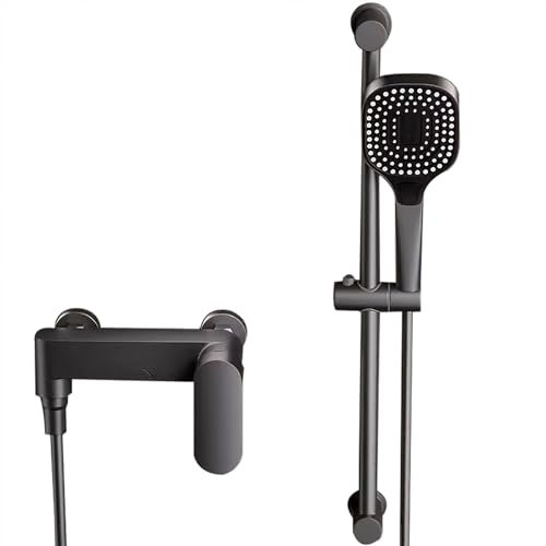 Sistema de Ducha de Baño, Alcachofa Ducha, Grifo de Ducha de 3 Modos Montado en la Pared, Rociador Ducha de Ducha de Baño de Latón(Black)