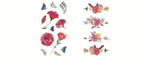 Wasserdicht Temporäre Tattoo Aufkleber Bunte Blumen Lilie Körper Kunst Arm Gefälschte Tattoos Ärmel Oberschenkel Arm Frauen Männer(002)