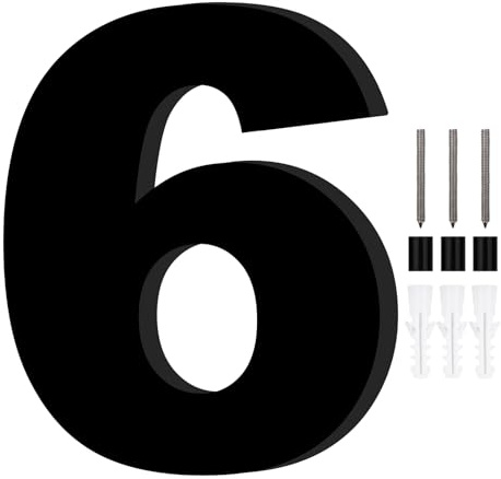 1 Pezzi Numero Civico Esterno,Numeri Civici da Esterno,Numero Civico,Numeri Civici,Numero Civico Esterno Personalizzato,Targa Numero Civico Esterno,Altezza 20cm,Nero(Numero 6)