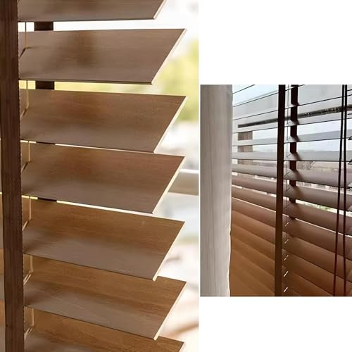 Eiauiuo Natürlich Jalousien aus Massivholz Jalousie für Innen Wohnzimmer Schlafzimmer Küche Horizontale Jalousette mit 50mm Lamellen Abgerundete Ecken Design Sonnenschutz Sichtschutz Rollos(50x220cm)