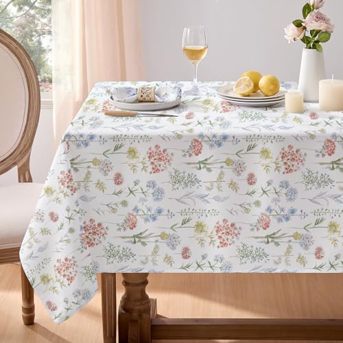 Softalker Floral Spring Table Cloth Outdoor 200x140cm Rectangular Tablecloths Wipeable Tablecloth Wipe Clean Table Cover for Summer Party Coffee Wedding Festival Decorations,55x78 inch,Water Resistant