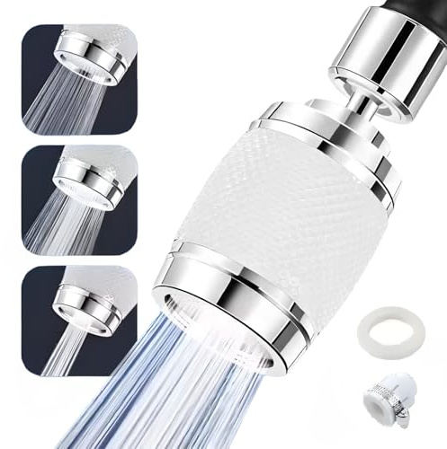 Filtro Acqua Rubinetto, Aeratore Universali Rubinetto Girevole a 360°, 3 Modalità di Flusso Regolabili con Guarnizione a Tenuta Stagna, Connettore Universale, per Lavello, Cucina, Bagno