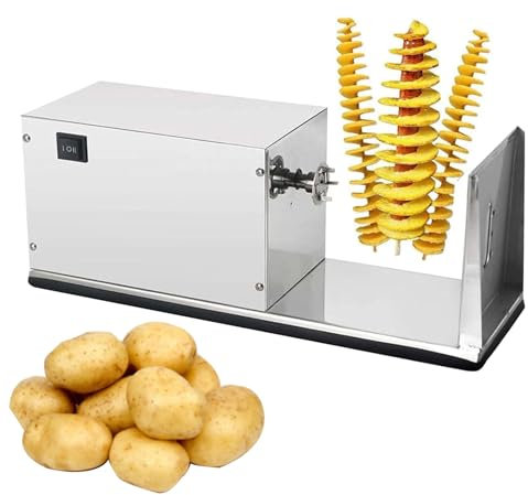 Cortadora espiral de tornado de patata eléctrica, cortadora espiral de patatas, 1,5-2 mm, espesor uniforme de patatas, cortadora espiral de patatas para verduras