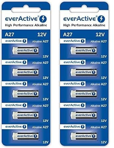 everActive A27,12 V, 25 mAh, Batterien, Alkaline, 27A, EL-812, MN27, G27A, LR27A, 5 Stück – 1 Blisterkarte (Packung mit 2)