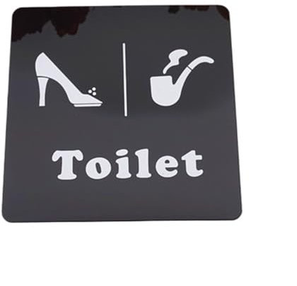 YDYAENIO Cartel WC Letrero de Inodoro con Espejo, señal de indicación de WC for Hombres y Mujeres, Forma de Tacones Altos, Pegatinas de Pared con Espejo 3D, señalización(Black)
