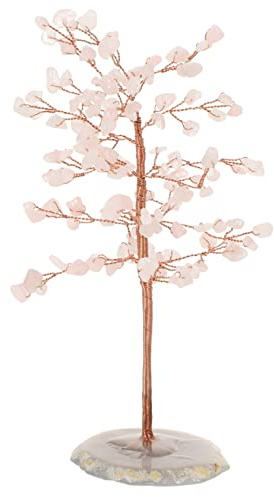 QUMIIRITY Geldbaum Dekoration Natürliche Bonsai Baum Für Feng Shui Chakra Handgefertigtes Büro Ornament Mit Zufallsbasis Rosa Für Glück Und