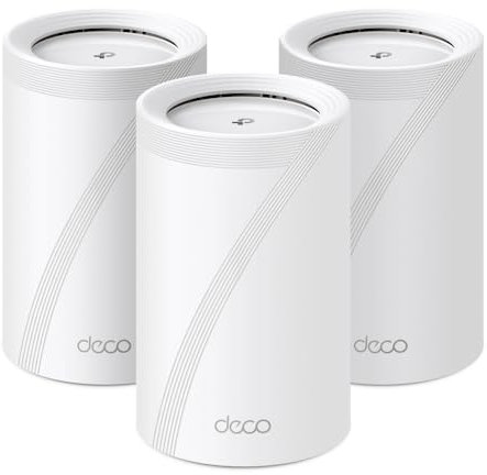 TP-Link Deco BE9300(3-pack) WiFi 7 BE9300Mbps Whole Home Mesh WiFi System, 2.5Gbps Ports, VPN Supported, Router & Extender Booster, AI-Driven Mesh, 6 GHz Band, Homeshield, Alexa & Google