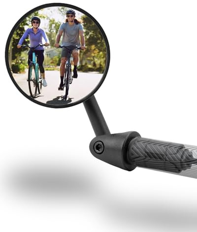 CEMOFE Bicycle Mirror Rear View Bike Wing Mirrors Cycling Mirror Bar End 360°Adjustable Fits for 15-22mm MTB Scooter 1pc (Universal for Left & Right Side)